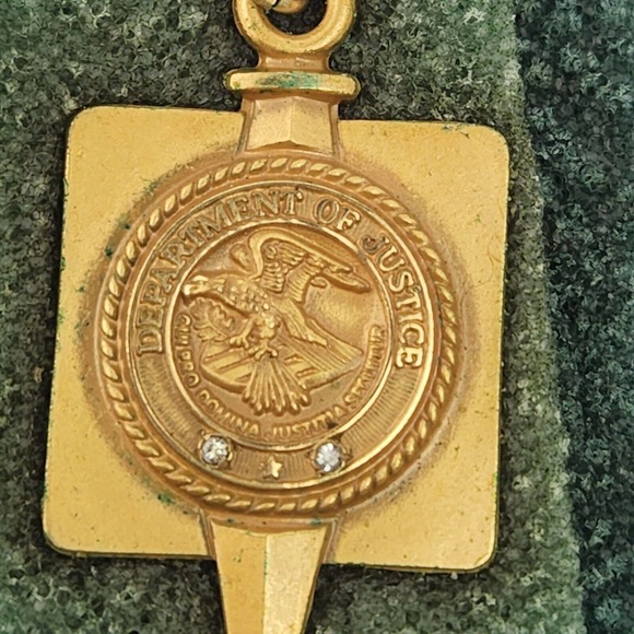 Vintage  diamond chips 2, pendant fob, DOJ INS legacy gold filled10K - Picture 7 of 8